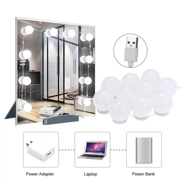 New Three color temperature is adjustable Dimmable 10 bulbs LED Hollywood Light Mirror Lamp of Mirror
